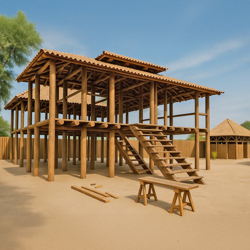 Estrutura elevada em toras